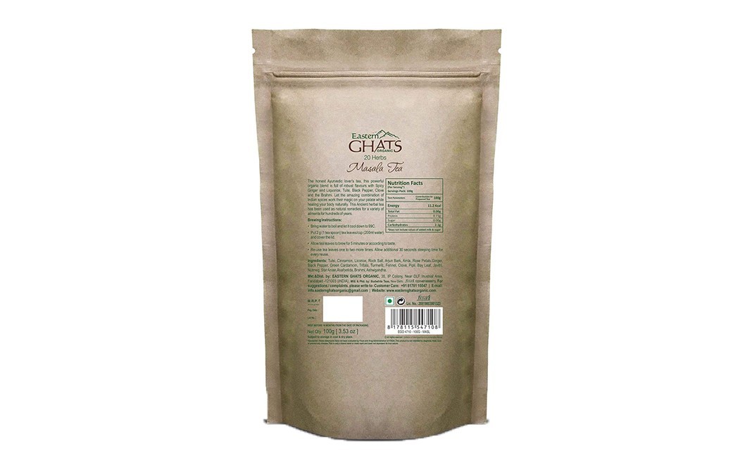 Eastern Ghats Organic 20 Herbs Masala Tea    Pack  100 grams